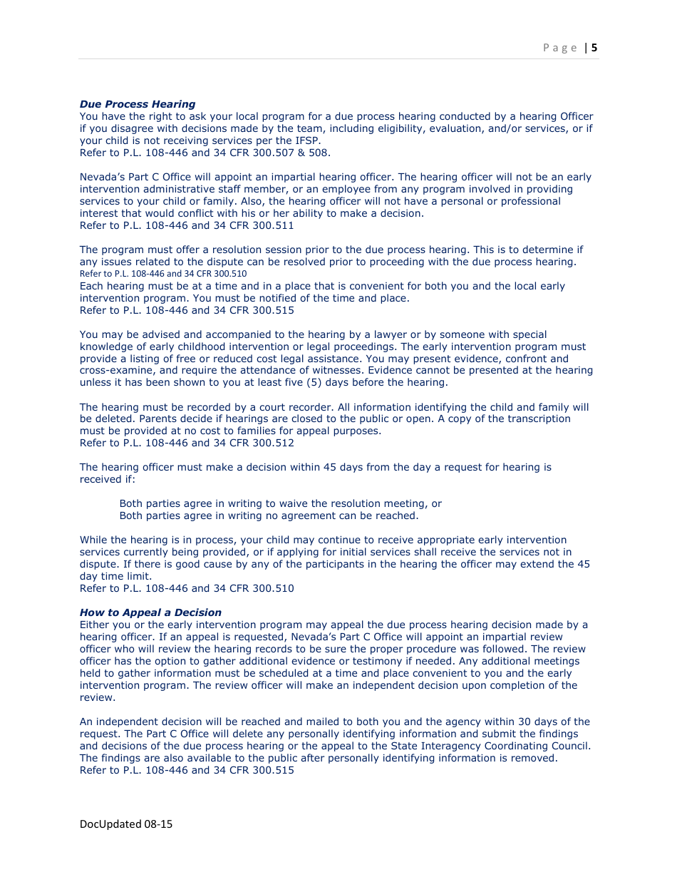 Parent Rights  Responsibilities in Nevada Early Intervention - Nevada, Page 5