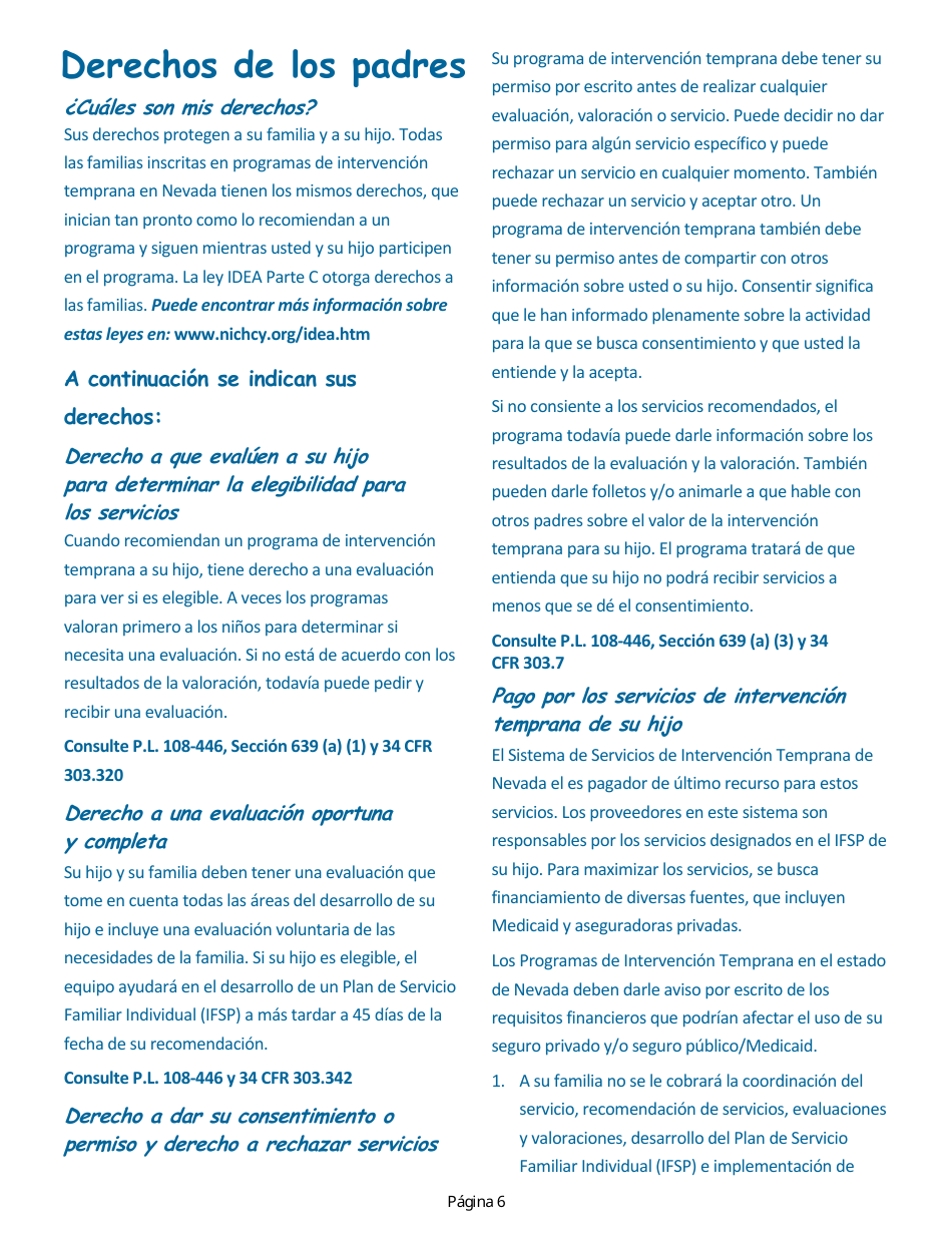 Manual Para Padres - Servicios De Intervencion Temprana De Nevada - Nevada (Spanish), Page 10