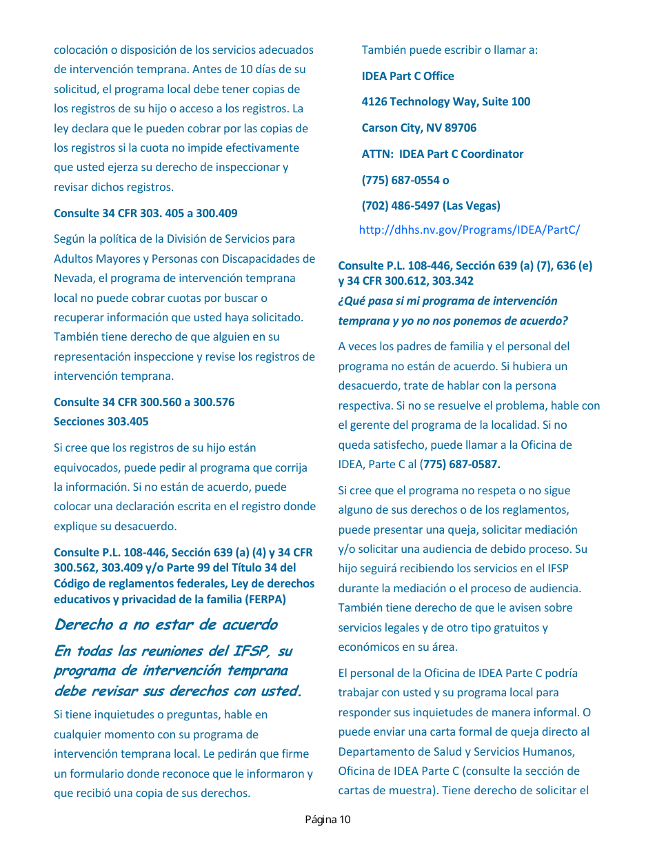 Manual Para Padres - Servicios De Intervencion Temprana De Nevada - Nevada (Spanish), Page 14