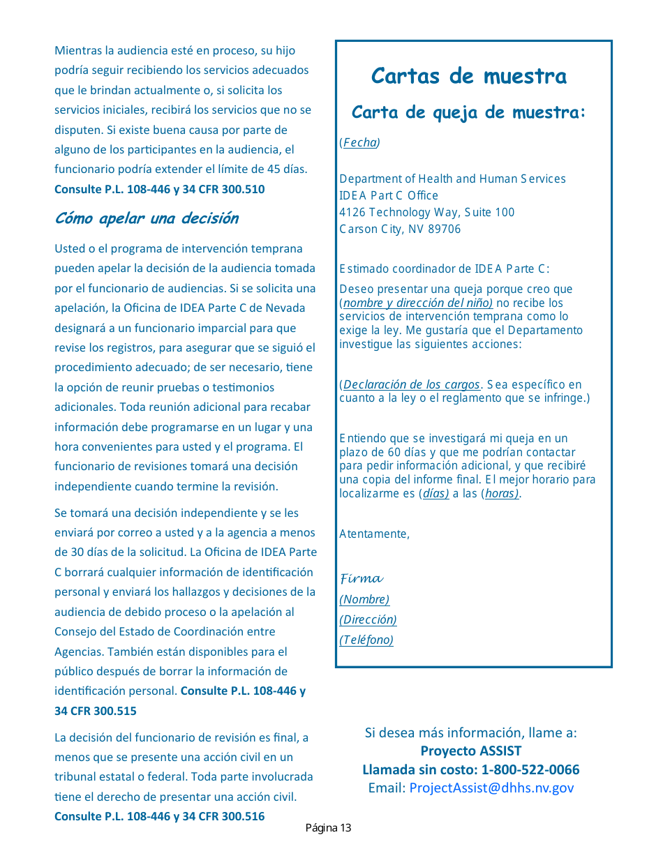 Manual Para Padres - Servicios De Intervencion Temprana De Nevada - Nevada (Spanish), Page 17