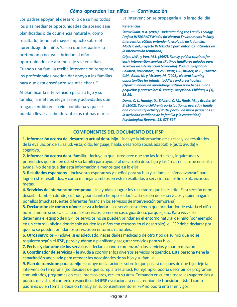 Manual Para Padres - Servicios De Intervencion Temprana De Nevada - Nevada (Spanish), Page 22