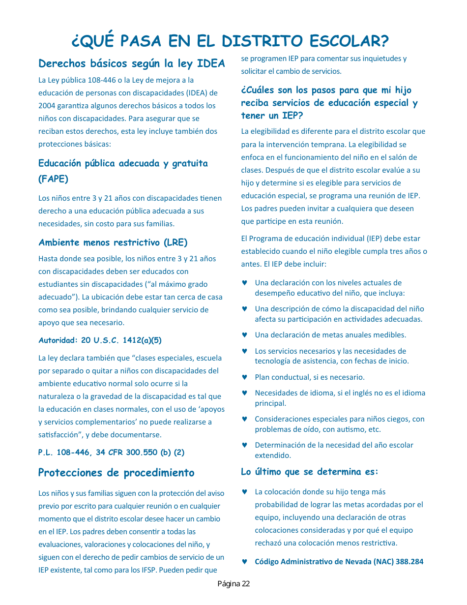 Manual Para Padres - Servicios De Intervencion Temprana De Nevada - Nevada (Spanish), Page 26