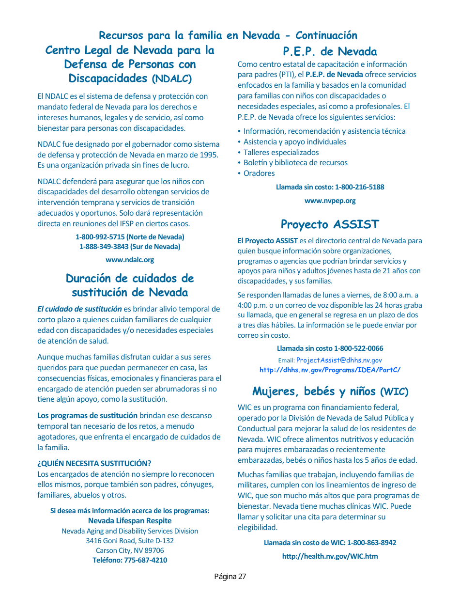 Manual Para Padres - Servicios De Intervencion Temprana De Nevada - Nevada (Spanish), Page 31