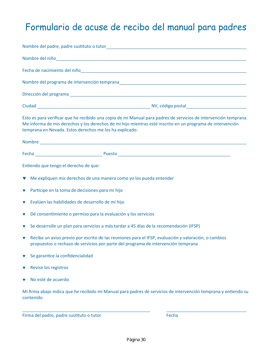 Manual Para Padres - Servicios De Intervencion Temprana De Nevada - Nevada (Spanish), Page 34