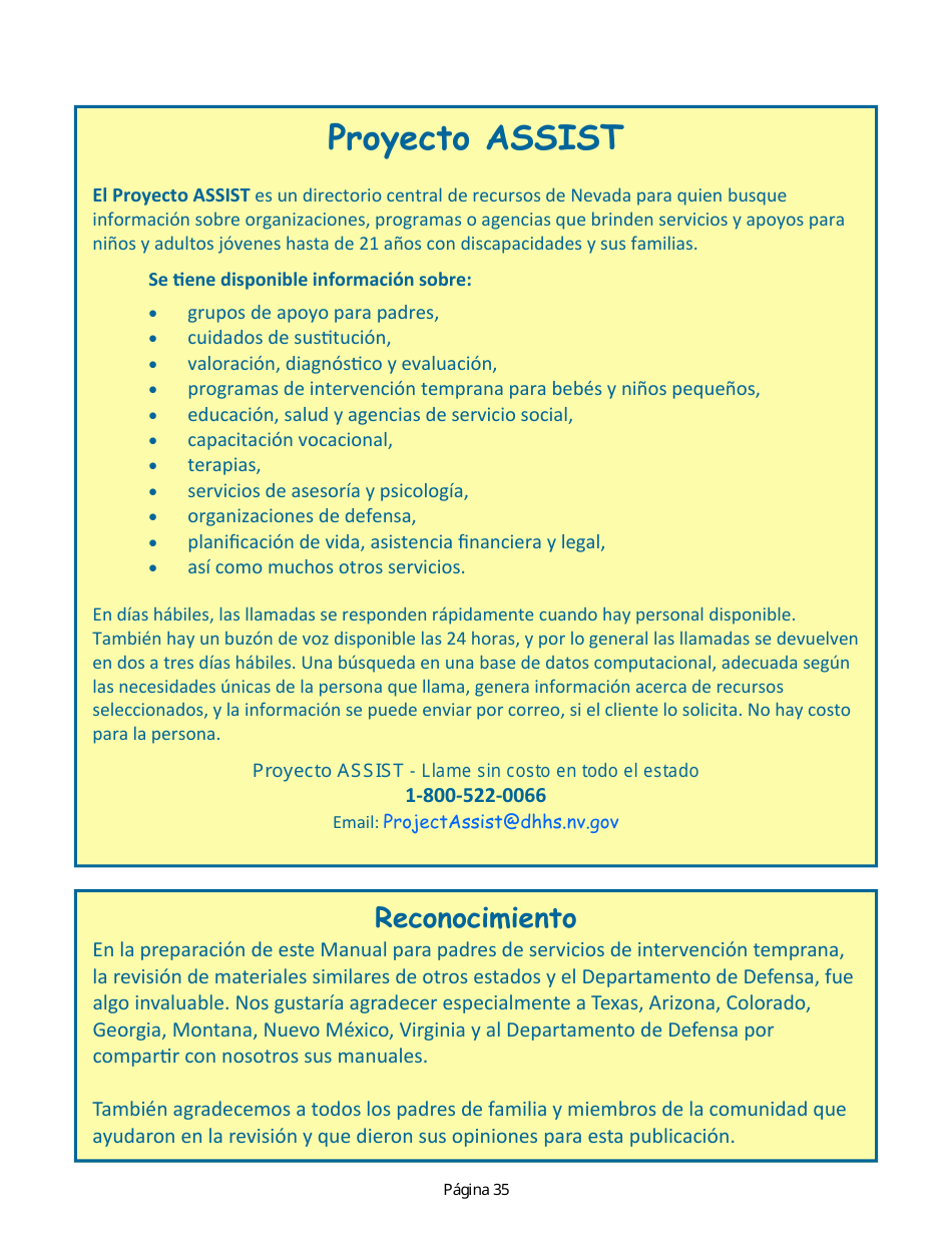 Manual Para Padres - Servicios De Intervencion Temprana De Nevada - Nevada (Spanish), Page 39