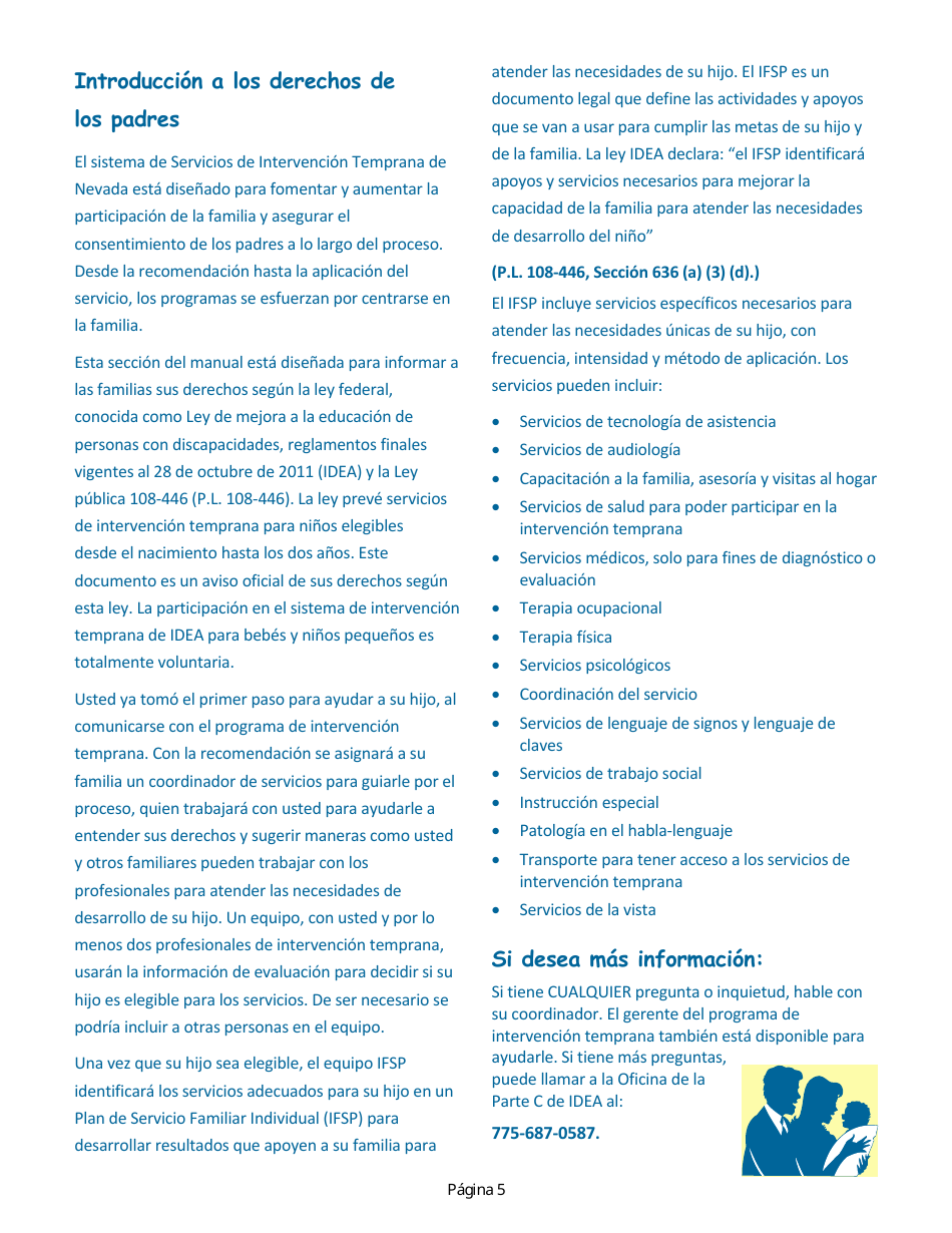 Manual Para Padres - Servicios De Intervencion Temprana De Nevada - Nevada (Spanish), Page 9