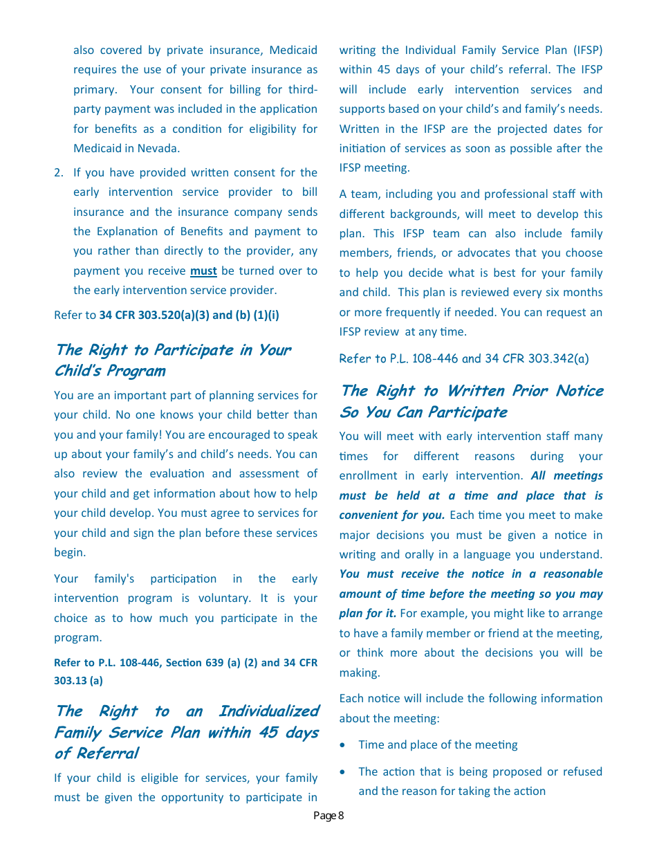 Parent Handbook - Nevadas Early Intervention Services System (Neis) - Nevada, Page 12