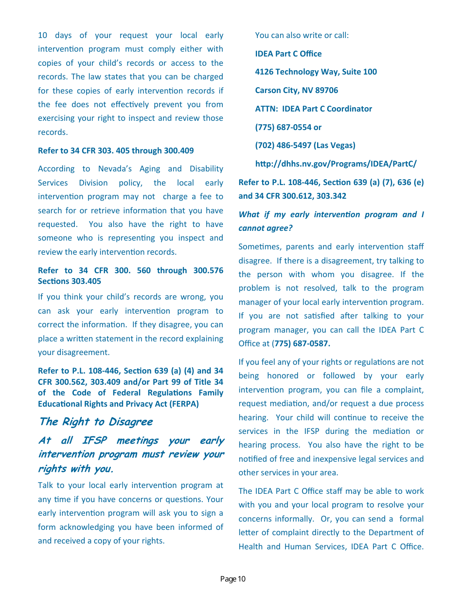 Parent Handbook - Nevadas Early Intervention Services System (Neis) - Nevada, Page 14