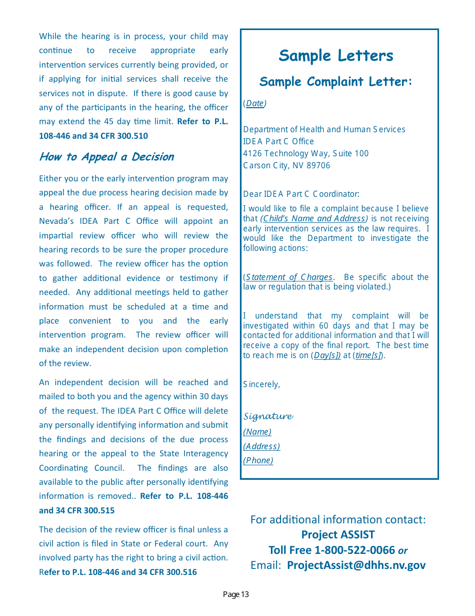 Parent Handbook - Nevadas Early Intervention Services System (Neis) - Nevada, Page 17