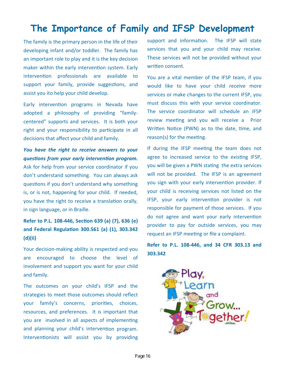 Parent Handbook - Nevadas Early Intervention Services System (Neis) - Nevada, Page 20