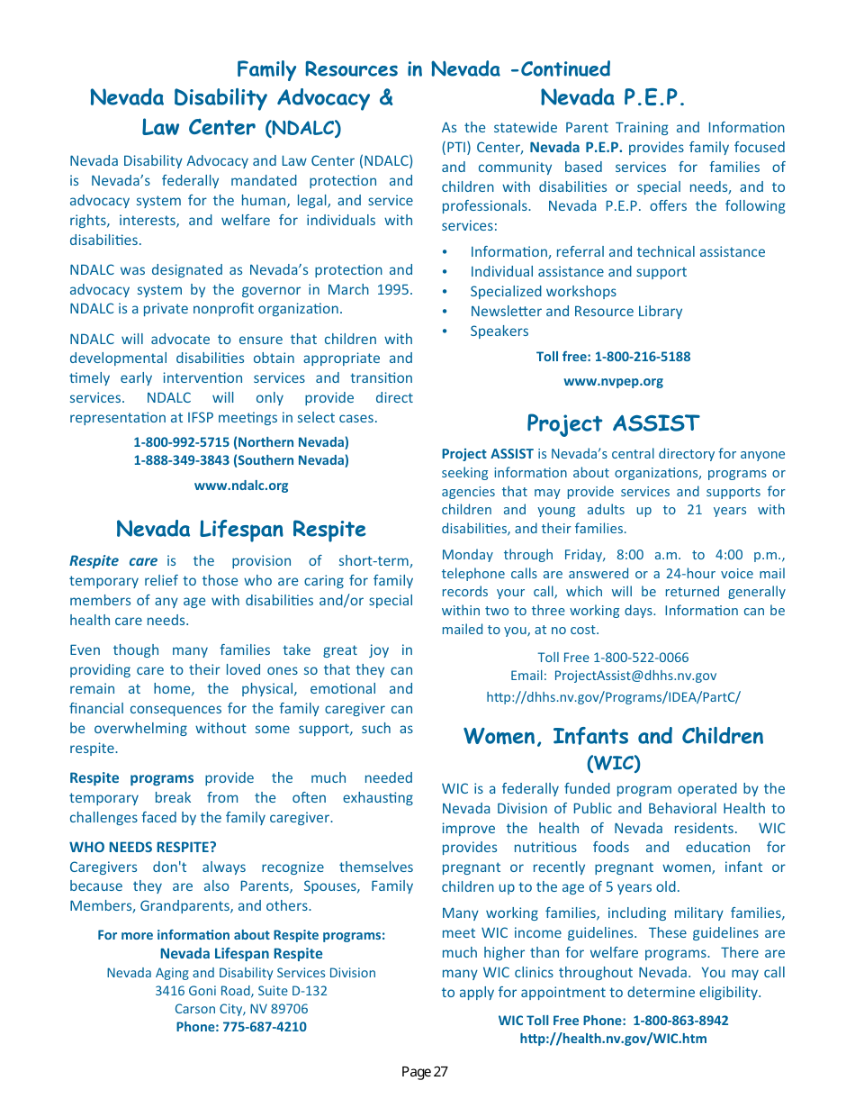 Parent Handbook - Nevadas Early Intervention Services System (Neis) - Nevada, Page 31