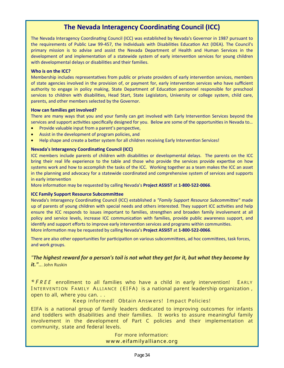Parent Handbook - Nevadas Early Intervention Services System (Neis) - Nevada, Page 38