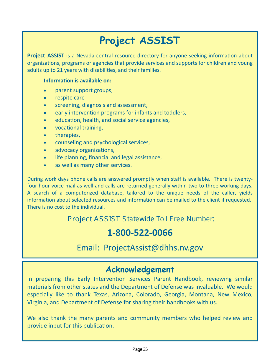 Parent Handbook - Nevadas Early Intervention Services System (Neis) - Nevada, Page 39