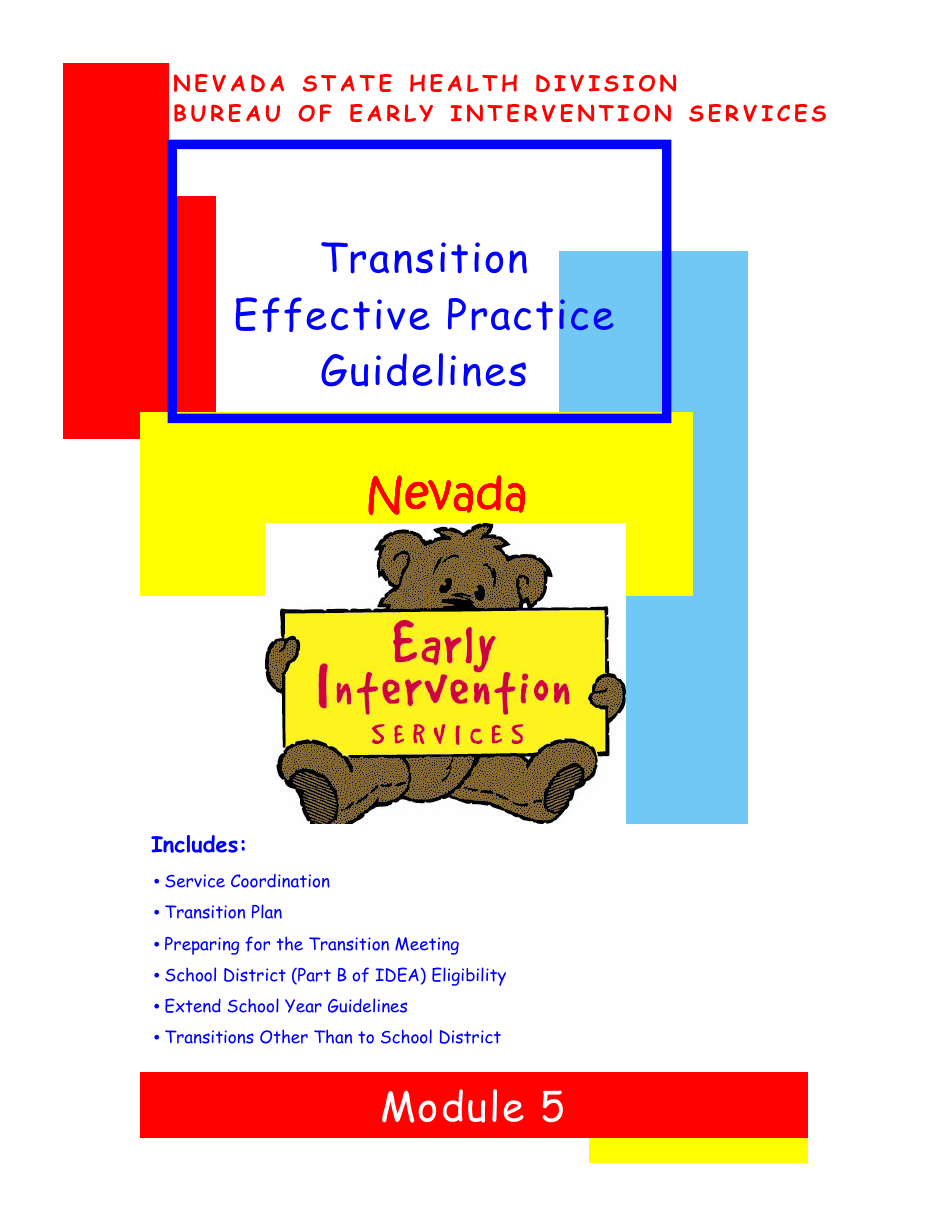 Transition Effective Practice Guidelines - Nevada Early Intervention Services (Neis) - Nevada, Page 1