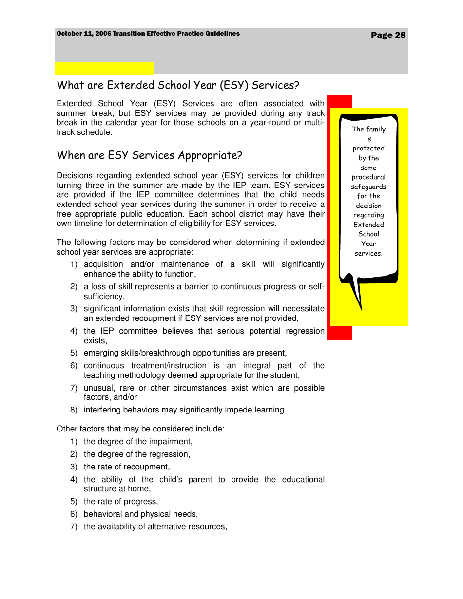 Transition Effective Practice Guidelines - Nevada Early Intervention Services (Neis) - Nevada, Page 28