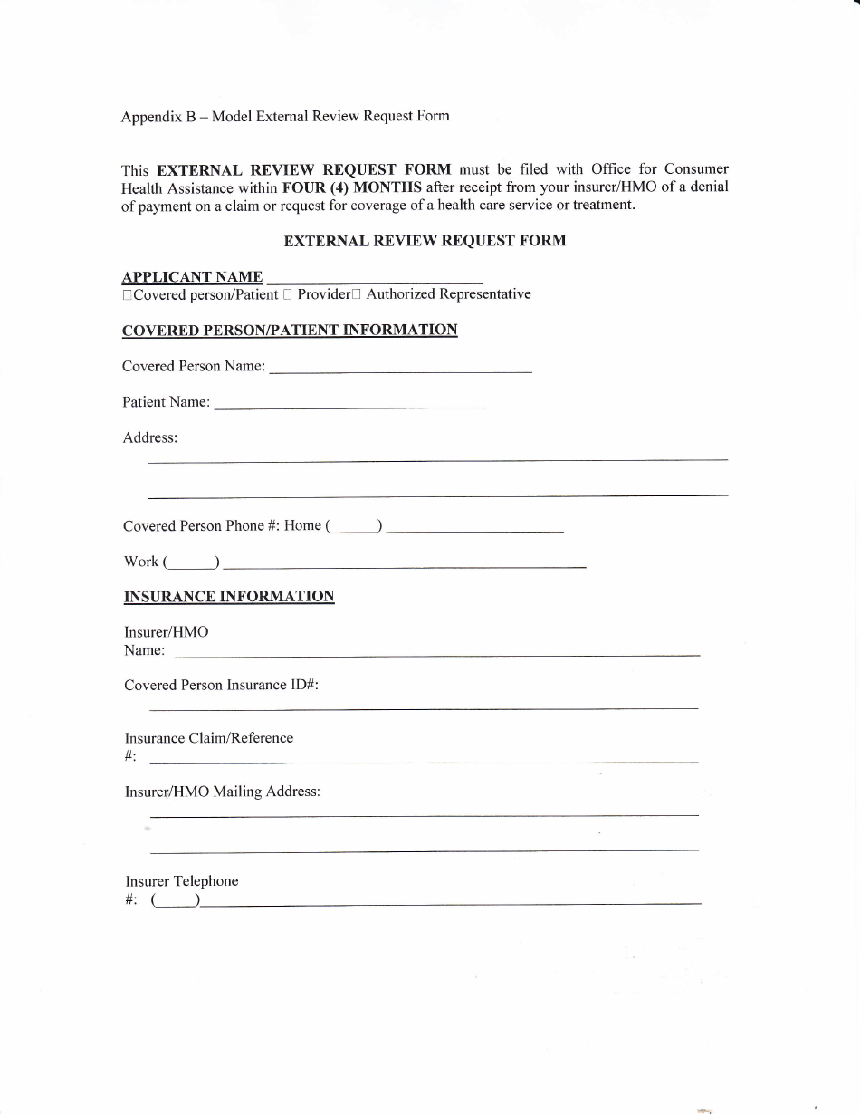 Appendix B Model Extemal Review Request Form - Nevada, Page 1
