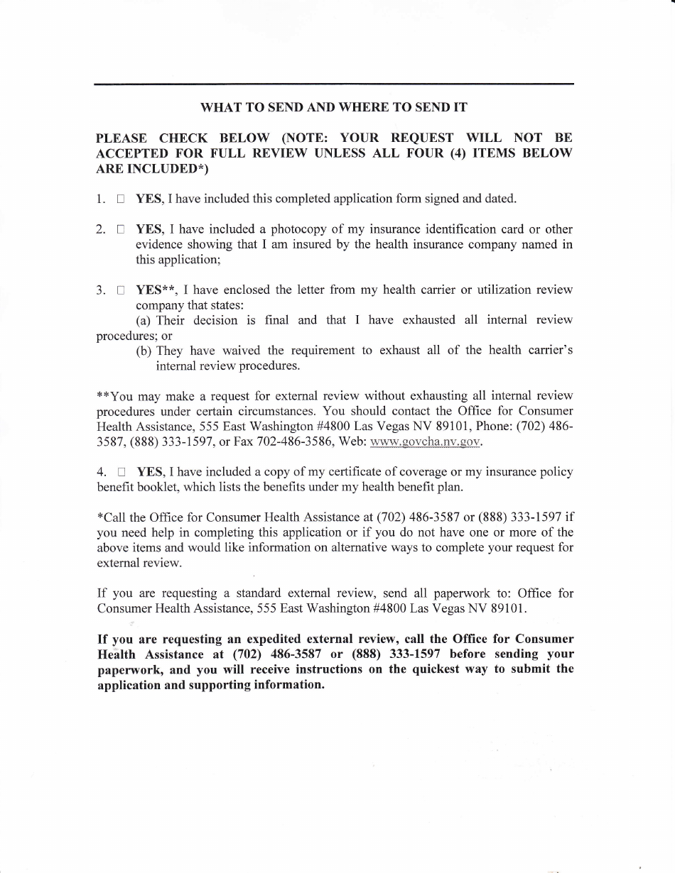 Appendix B Model Extemal Review Request Form - Nevada, Page 5
