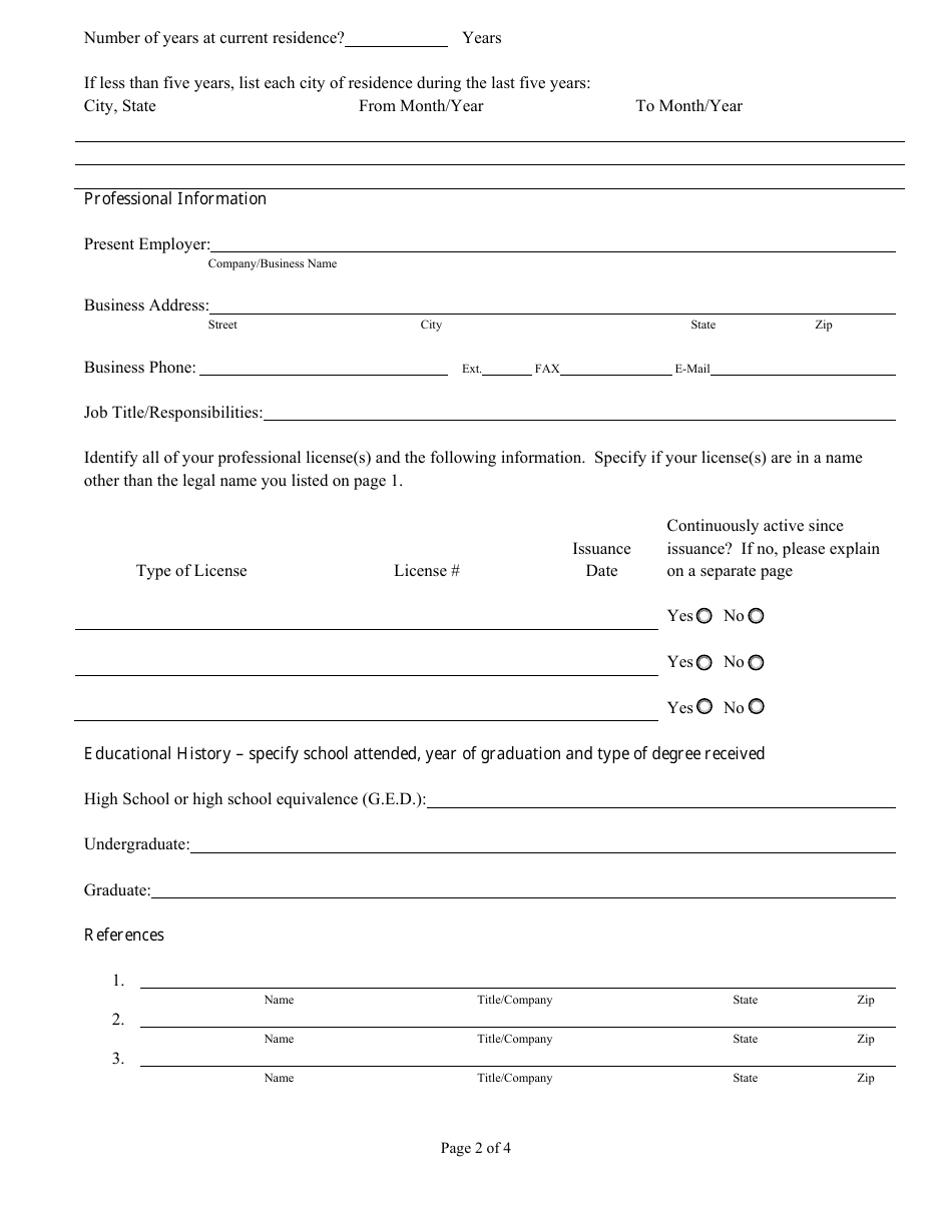 Application for Appointment to Position of Trust - Gubernatorial Appointment - Limited Background Investigation - Nevada, Page 3