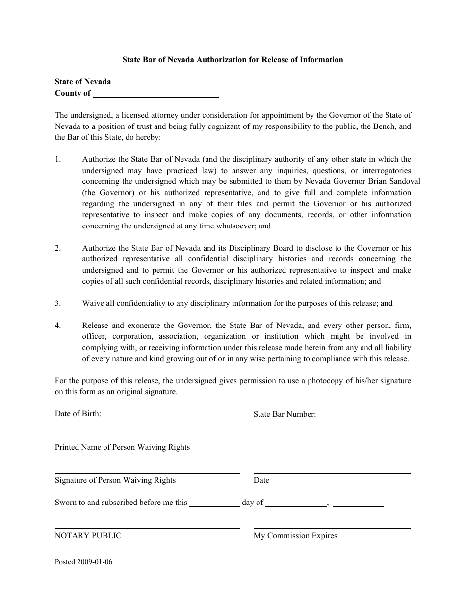 Nevada Application for Appointment to Position of Trust - Gubernatorial ...