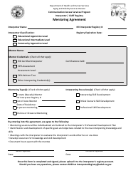 Document preview: Mentoring Agreement Form - Communication Access Services Program - Nevada