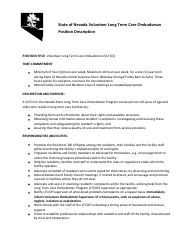 Volunteer Long Term Care Ombudsman Position Description Form - Nevada