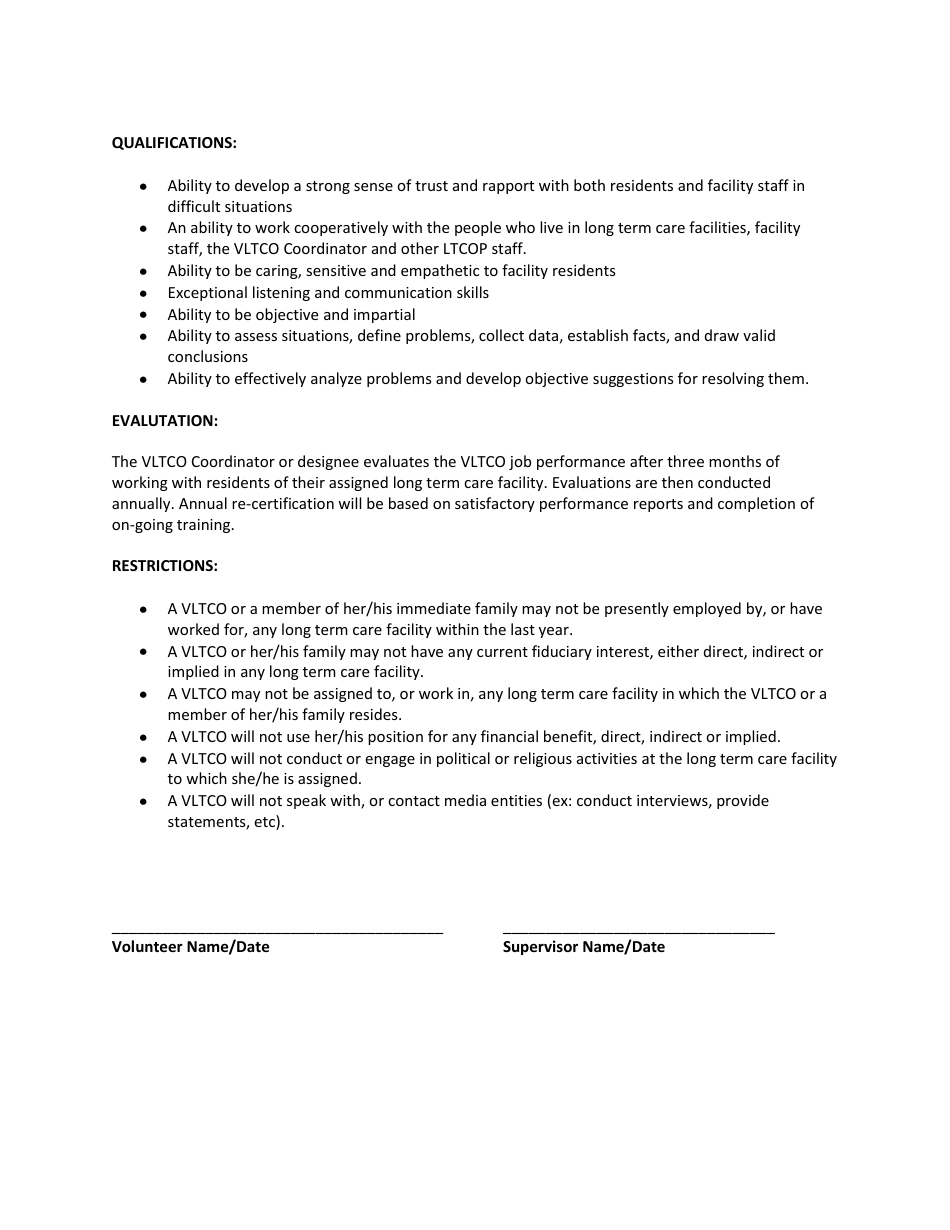 Volunteer Long Term Care Ombudsman Position Description Form - Nevada, Page 3