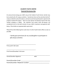 Document preview: Parental Permission Slip Form - Nevada
