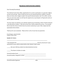 Document preview: Religious Participation Consent Form - Nevada