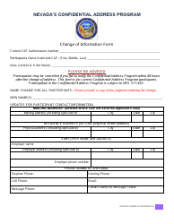 Change of Information Form - Nevada&#039;s Confidential Address Program (CAP) - Nevada