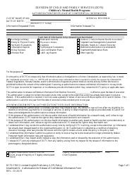 Form CRR-5 Attachment D &quot;Authorization for Release of Confidential Information - Children's Mental Health Programs&quot; - Nevada