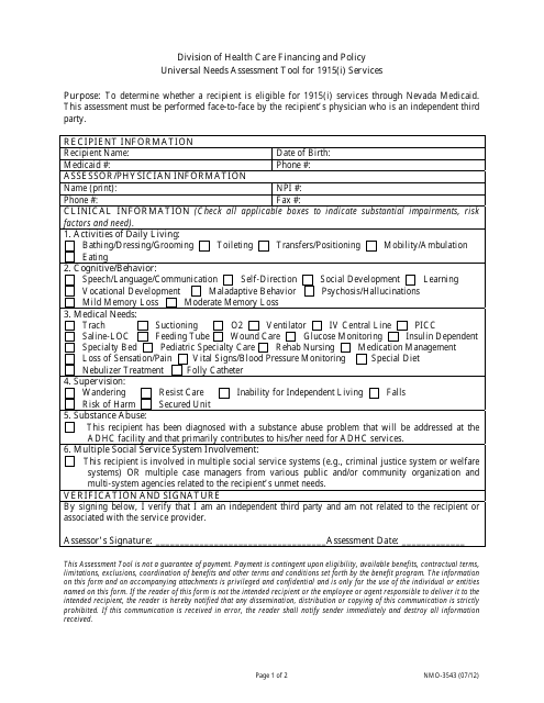 Form NMO-3543  Printable Pdf