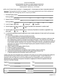 Document preview: Application for Agency Community Paramedicine Endorsement - Nevada