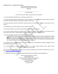 Document preview: Advance Directive Acknowledgement Form - Sample - Nevada