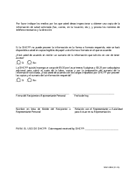 Formulario NMH-3802 Peticion Del Recipiente a Tener Accesso/Obtener Copia De La Informacion De Salud Protegida - Nevada (Spanish), Page 2