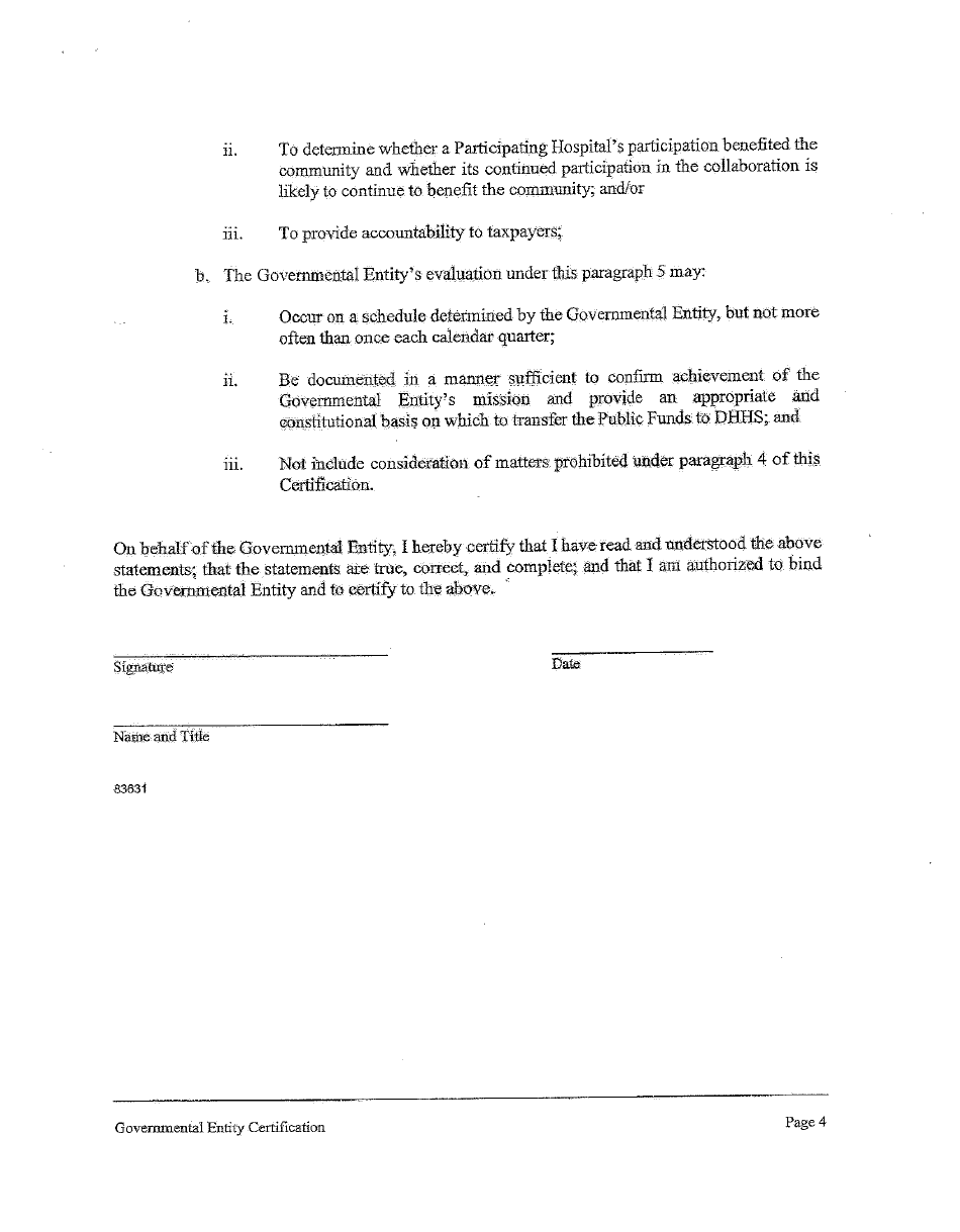Form 83631 Certification of Governmental Entity Participation - Medicaid Supplemental Payment Program - Nevada, Page 4