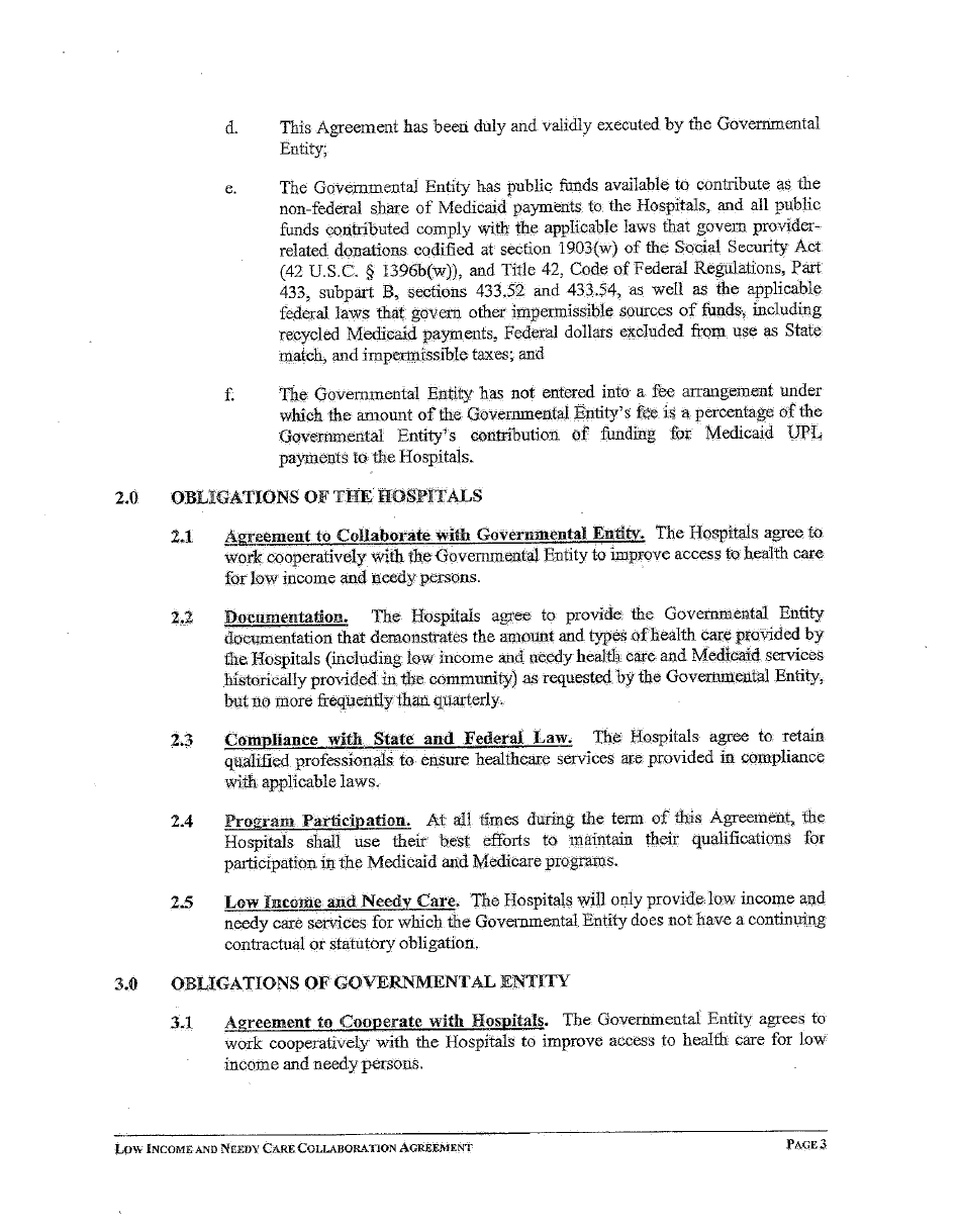 Form 80923 Low Income and Needy Care Collaboration Agreement - Nevada, Page 3