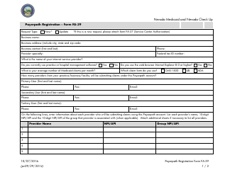 Document preview: Form FA-39 Payerpath Registration - Nevada