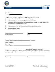 Document preview: Form FA-54 Abortion Declaration (Rape) - Nevada