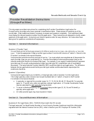 Form FA-31B &quot;Provider Revalidation Application (Groups/Facilities)&quot; - Nevada