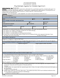 Form FA-70A Prior Authorization Request - Psychotropic Agents for Children Age 0 to 5 - Nevada