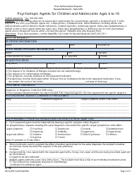 Form FA-70B Prior Authorization Request - Psychotropic Agents for Children and Adolescents Ages 6 to 18 - Nevada