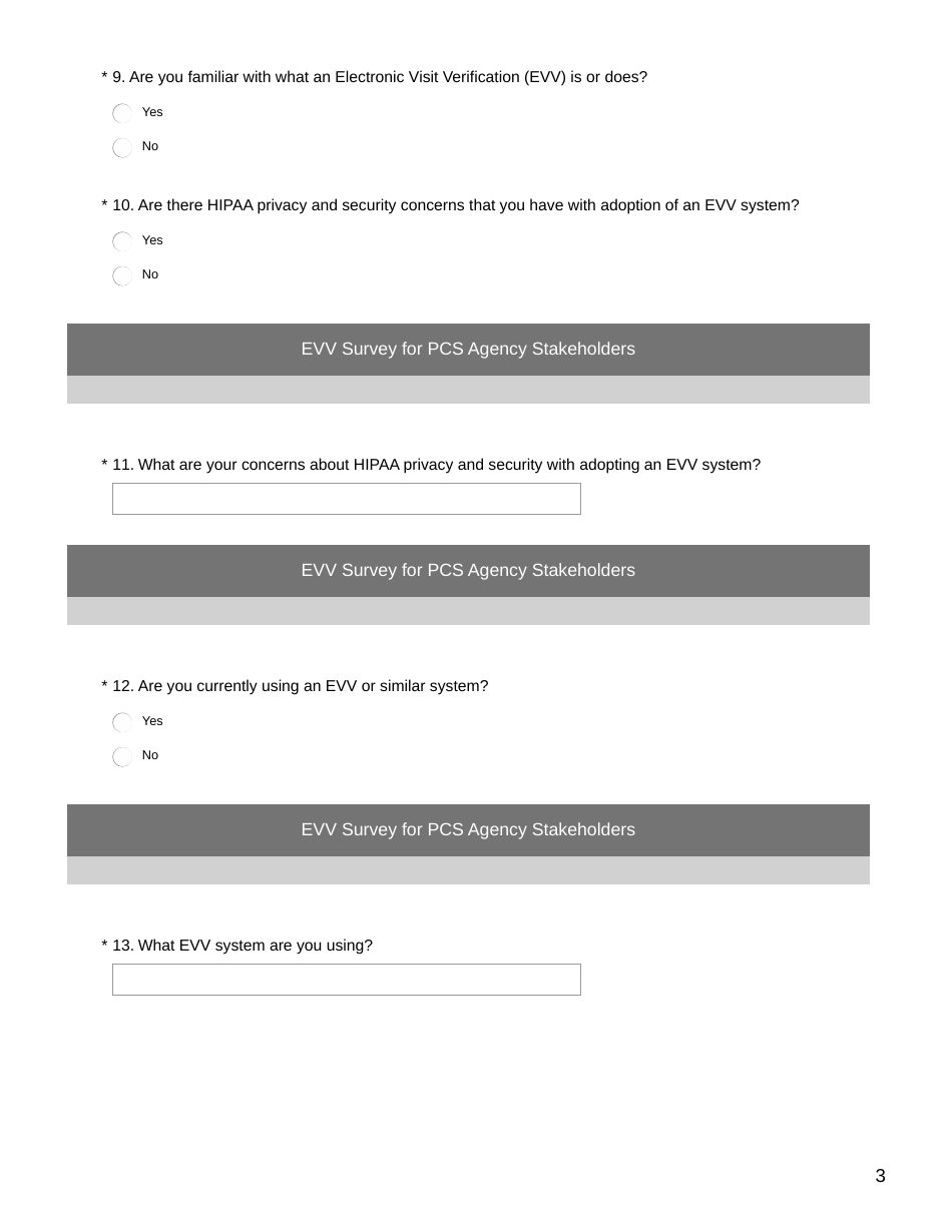Evv Survey for PCS Agency Stakeholders - Nevada, Page 3