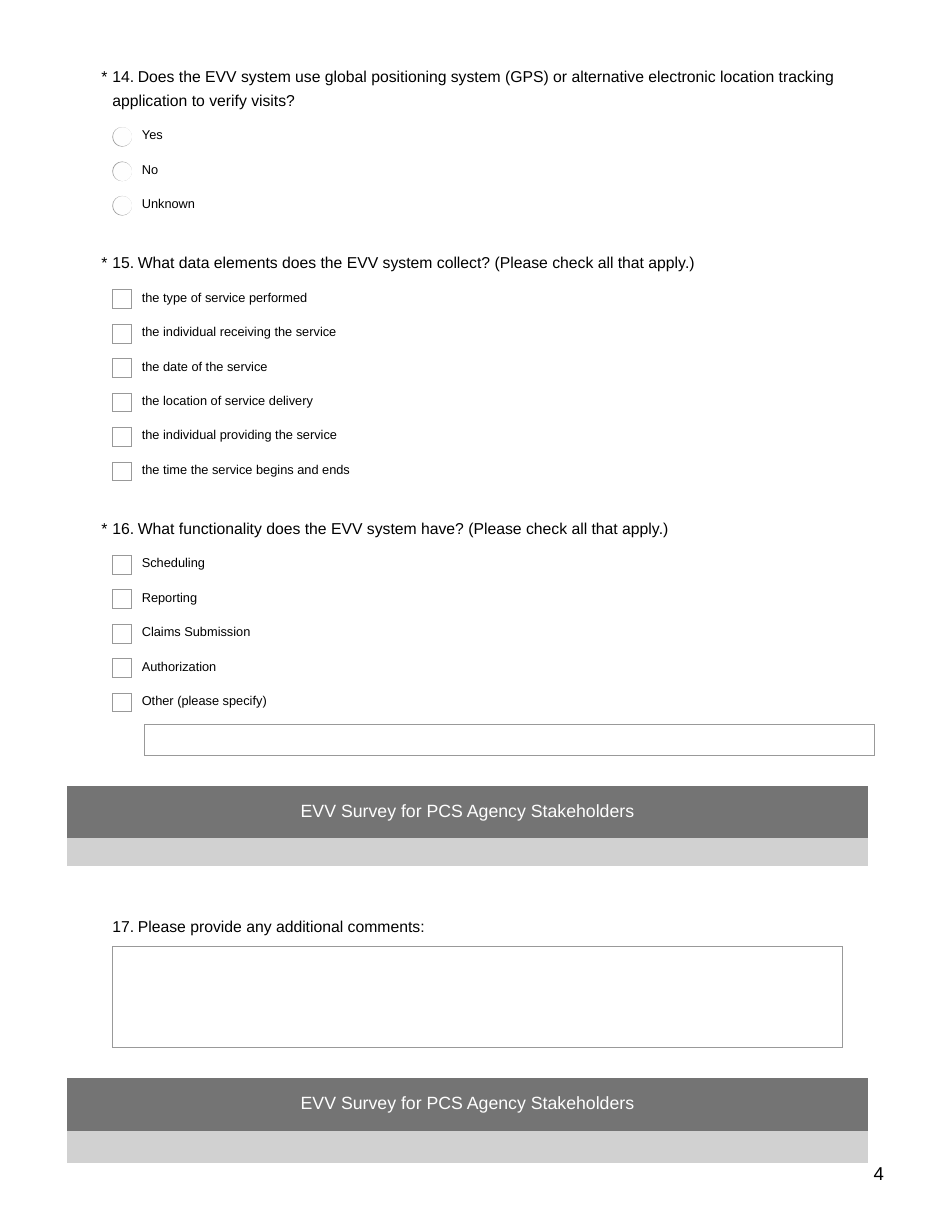 Evv Survey for PCS Agency Stakeholders - Nevada, Page 4