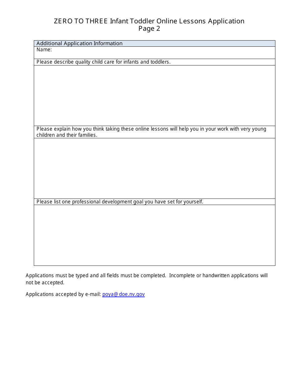 Zero to Three Infant Toddler Online Lessons Application - Nevada, Page 3