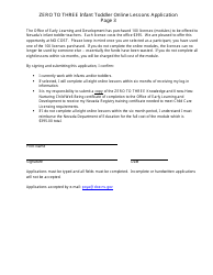 Zero to Three Infant Toddler Online Lessons Application - Nevada, Page 4