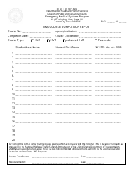 Document preview: EMS Course Completion Report Form - Nevada