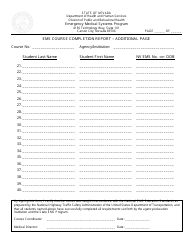 EMS Course Completion Report Form - Nevada, Page 2