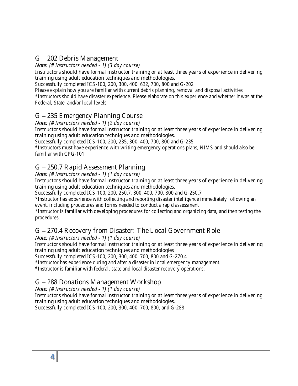 Nevada Emergency Management Instructor Qualifications Form - Nevada, Page 4