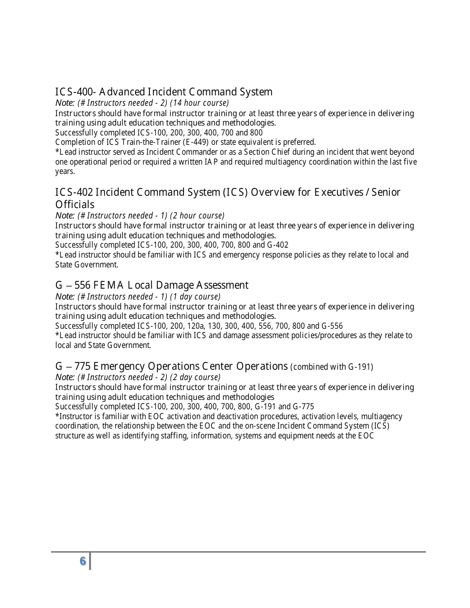 Nevada Emergency Management Instructor Qualifications Form - Nevada, Page 6