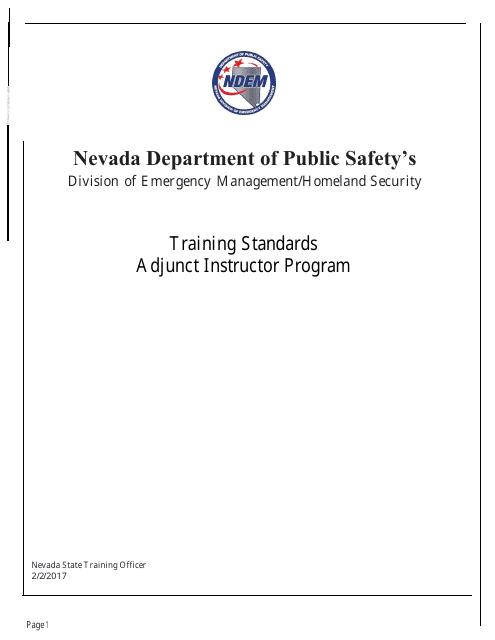 Dem Instructor Program Training Standards - Nevada